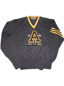 Alpha V-Neck Crest Letter Sweater - Black