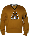 Alpha V-Neck Crest Letter Sweater - Old Gold