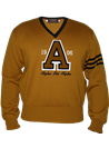 Alpha V-Neck Crest Letter Sweater - Old Gold