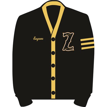 Zulu Cardigan Letter Sweater - Black/Vegas