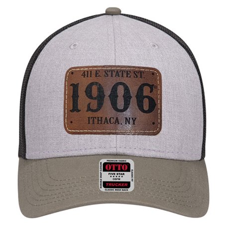 1906 Leather Patch  Cap - Grey Black