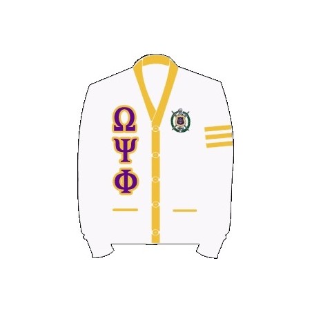 Omega Psi Phi Cardigan Letter Sweater